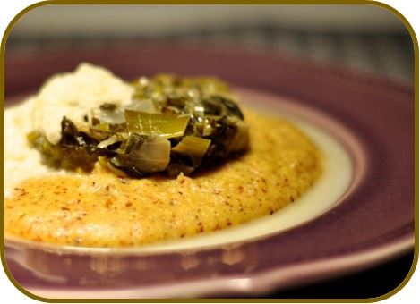 Receta Polenta con sobras de puerros y espinacas y fondue de queso