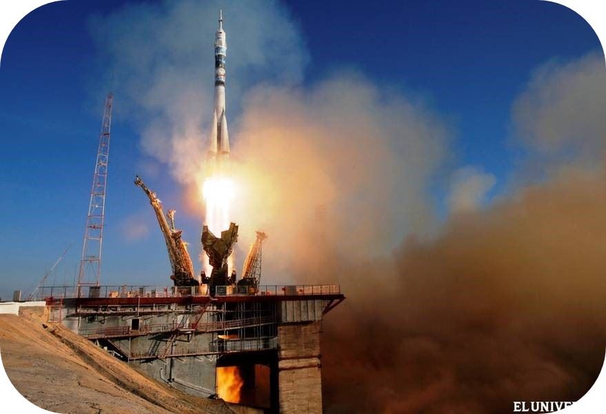 La nave rusa Soyuz TMA-11M, con tres tripulantes y la antorcha olímpica de Sochi 2014 a bordo, fue lanzada hoy con éxito desde el cosmódromo de Baikonur rumbo a la Estación Espacial Internacional (AP)